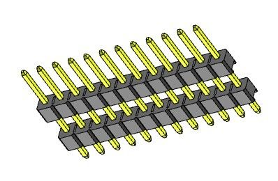 موصل رأس الدبوس 2.54 مللي متر صف مزدوج مستقيم نوع 1 * 2PIN إلى 1 * 40PIN