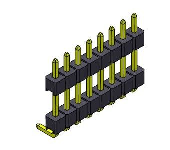 موصل رأس الدبوس 2.54 مللي متر صف مزدوج R / A نوع 1 * 2PIN إلى 1 * 40PIN H = 2.54 مللي متر