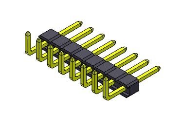 موصل رأس الدبوس 2.54 مللي متر صف واحد R / A TYPE 1 * 2PIN إلى 1 * 40PIN H = 2.54 مللي متر