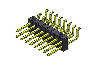 موصل رأس الدبوس 2.54 مللي متر صف واحد SMT TYPE مع أوتاد 2 * 2PIN إلى 2 * 40PIN H = 2.54 مللي متر