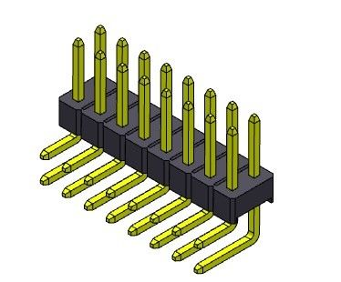موصل رأس الدبوس 2.54 مللي متر صف واحد R / A النوع 2 * 2PIN إلى 2 * 40PIN H = 2.54 مللي متر