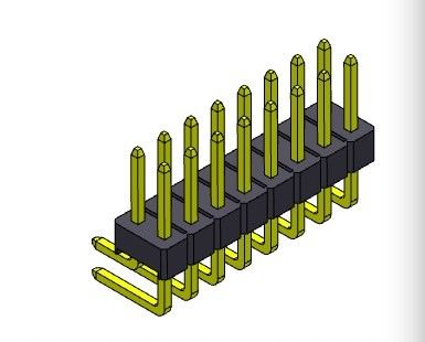 موصل رأس الدبوس 2.54 مللي متر صف واحد R / A النوع 2 * 2PIN إلى 2 * 40PIN H = 2.54 مللي متر