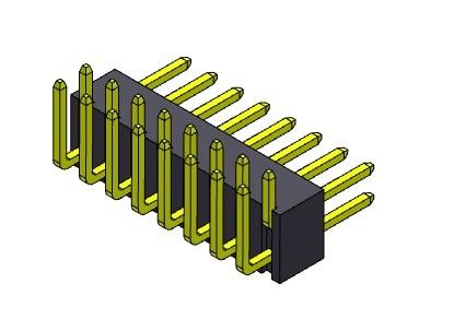 موصل رأس الدبوس 2.54 مم صف واحد R / A النوع 2 * 2PIN إلى 2 * 40PIN H = 4.30 مم