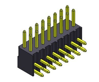 2.54mm صف واحد R / A TYPE موصل رأس الدبوس 2 * 2PIN إلى 2 * 40PIN H = 7.40mm