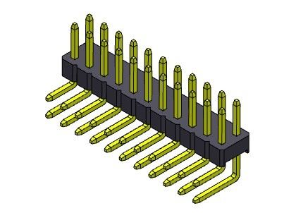 موصل رأس الدبوس 2.00 مم صف مزدوج الزاوية اليمنى TYPE 2 * 2PIN إلى 2 * 40PIN H = 2.00mm