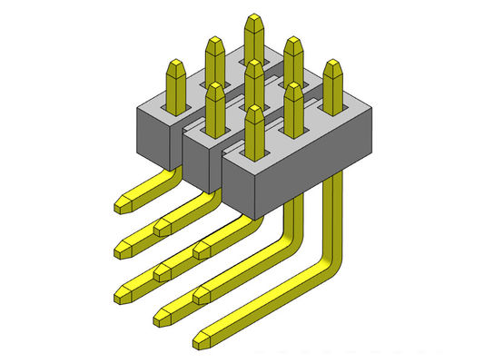 موصل رأس الدبوس 2.00 مم ثلاثي الصف الزاوية اليمنى TYPE 3 * 2PIN إلى 3 * 40PIN H = 2.00mm