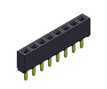 موصل رأس أنثى 2.54 مم صف واحد Dip TYPE 1 * 2PIN إلى 1 * 40PIN H = 5.00mm