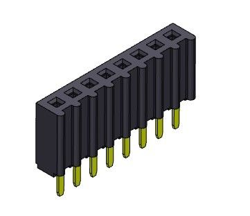 أنثى موصل رأس 2.54mm صف واحد تراجع نوع 1 * 2PIN إلى 1 * 40PIN H = 8.50mm