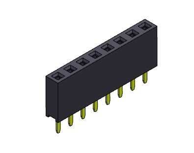 موصل رأس أنثى 2.54 مم صف واحد Dip TYPE 1 * 2PIN إلى 1 * 40PIN H = 7.10mm