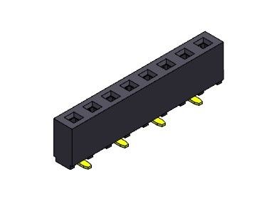موصل رأس أنثى 2.54 مم صف واحد SMT TYPE 1 * 2PIN إلى 1 * 40PIN H = 5.00mm