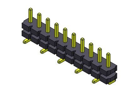 موصل رأس الدبوس 5.08 مم صف واحد مكدس مستقيم SMT TYPE 1 * 2PIN إلى 1 * 20PIN