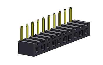 موصل رأس أنثى 2.00 مم صف واحد R / A Dip TYPE 1 * 2PIN إلى 1 * 40PIN H = 4.30mm