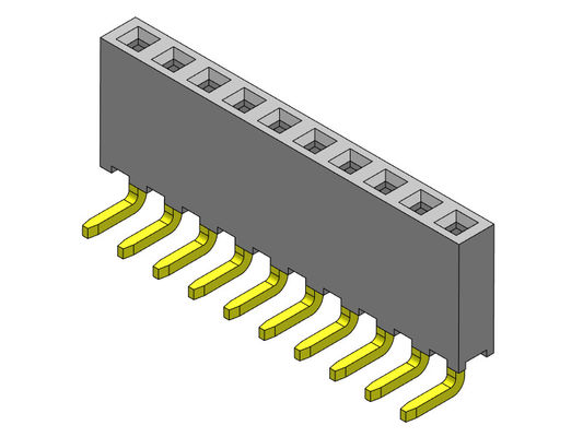 موصل رأس أنثى 2.00 مم صف واحد R / A Dip TYPE 1 * 2PIN إلى 1 * 40PIN H = 6.35mm