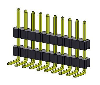 موصل رأس الدبوس 2.00 مم صف واحد مكدس R / A TYPE 1 * 2PIN إلى 1 * 40PIN H = 2.00mm