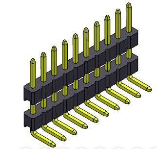 موصل رأس الدبوس 2.00 مم صف واحد مكدس R / A TYPE 1 * 2PIN إلى 1 * 40PIN H = 2.00mm