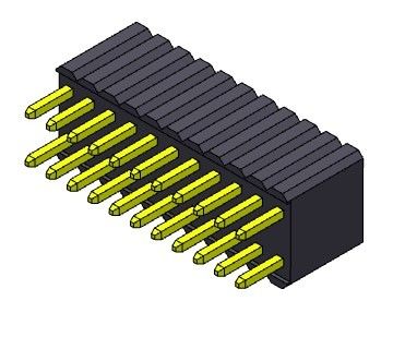 موصل رأس أنثى 1.27 مم نوع مستقيم مزدوج الصف 2 * 3PIN إلى 2 * 50PIN H = 4.60 مم