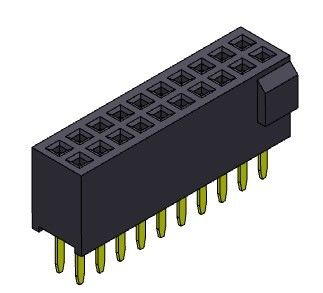 موصل رأس أنثى 1.27 مللي متر نوع مستقيم مزدوج الصف مع نتوء 2 * 3PIN إلى 2 * 50PIN H = 4.40 مللي متر