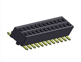 موصل رأس أنثى 1.27 مللي متر صف مزدوج مع أوتاد SMT نوع 1 * 3PIN إلى 1 * 40PIN H = 2.00 مللي متر