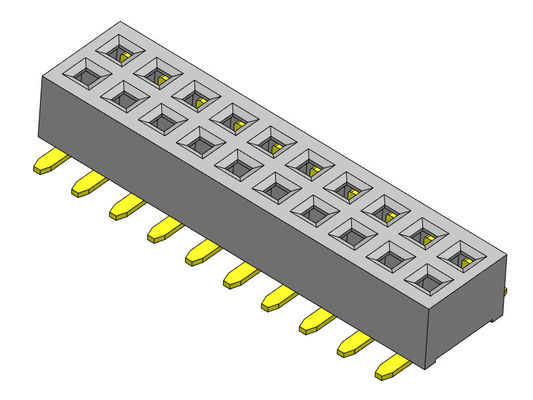 موصل رأس أنثى 1.27 مللي متر صف مزدوج مع أوتاد SMT نوع 1 * 3PIN إلى 1 * 40PIN H = 2.00 مللي متر