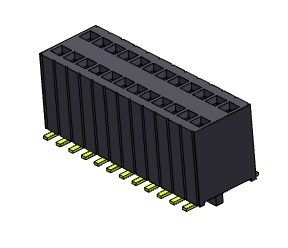 موصل رأس أنثى 1.27 مللي متر صف مزدوج مع أوتاد SMT نوع 2 * 3PIN إلى 2 * 50PIN H = 5.75 مللي متر