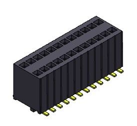 موصل رأس أنثى 1.27 مللي متر صف مزدوج مع أوتاد SMT نوع 2 * 3PIN إلى 2 * 50PIN H = 5.75 مللي متر