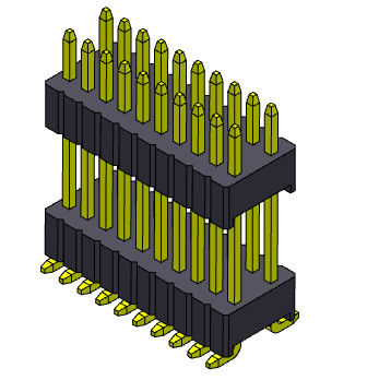 1.27 * 2.54mm صف مزدوج أنثى رأس مكدس مستقيم SMT نوع 2 * 3PIN إلى 2 * 40PIN SQ0.46mm