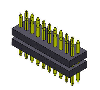2 * 3PIN إلى 2 * 40PIN SQ0.30mm دبوس موصل رأس أنثى 1.00 مم نوع مكدس مستقيم