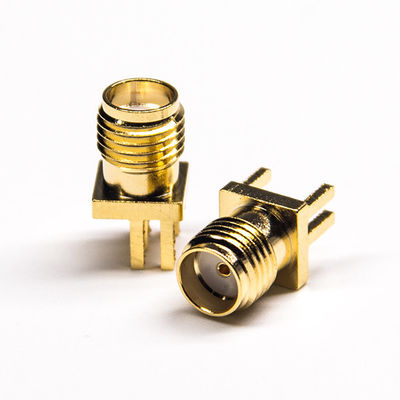 50Ω طلاء الذهب SMA RF موصل محوري Dip Type Coaxial Pcb Connector