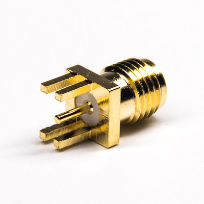 50Ω طلاء الذهب SMA RF موصل محوري Dip Type Coaxial Pcb Connector