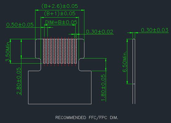 مساحة 0.5mm Fpc Connector 4 Pin إلى 68 Pin زاوية يمينية 90 ° سهلة على Smt Type H 2.55mm